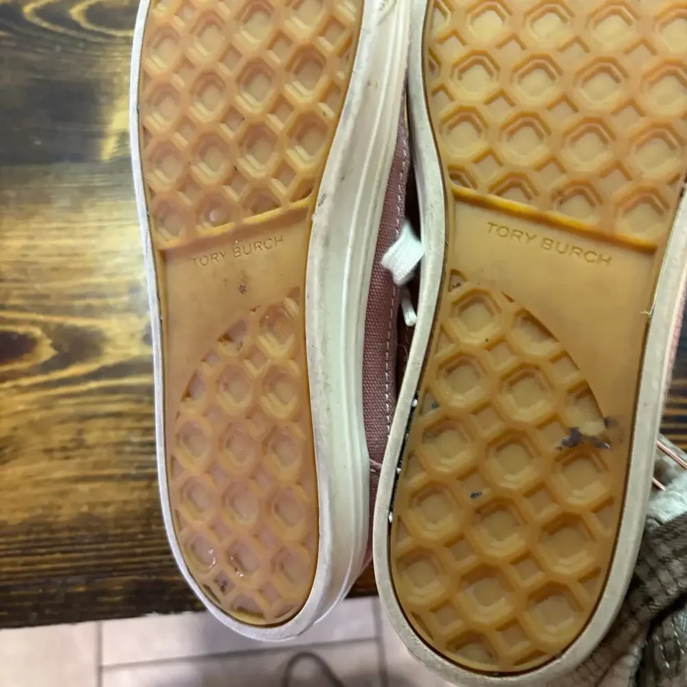 Tory Burch Cream And‎ Pink Sneakers Size 9.5